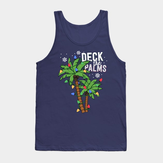 Deck The Palms Tropical Hawaii Christmas Palm Tree Lights Tank Top by 14thFloorApparel